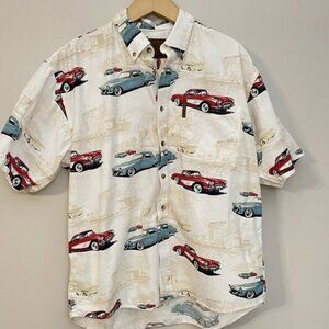 North River Outfitters Large Men’s Shirt Vintage Cars Button Down Short Sleeve